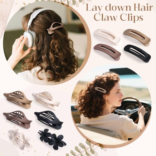 10 Pcs Flat Hair Claw Clips for Women, 3 Styles Non-Slip French Matte Claw Clips for Long Thin Thick Curly Hair, Large Strong Hold Claw Clips for Thick Hair