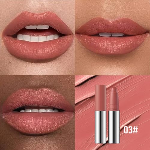 Warm Terracotta Matte Lipstick Crayon ? Waterproof Long Lasting Lip Liner Pencil, High Pigment Creamy Velvet Lipstick, Non-Drying Lip Color for Women, 03#