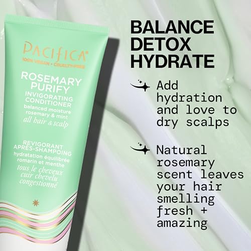 Pacifica Shampoo & Conditioner Set ? Rosemary Purify Invigorating Set with Cooling Mint for Clarifying and Detoxing, Sulfate-Free, Vegan & Cruelty-Free, 12 oz & 8 oz (Set of 2)