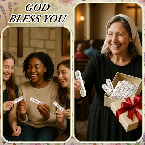 50 Pcs Christian Gifts for Women Bulk Christian Nail File Bulk Mini Bible Scripture Emery Board Nail Files Religious Appreciation Gifts for Employee Teacher Staff Coworker Women (Wildflower)
