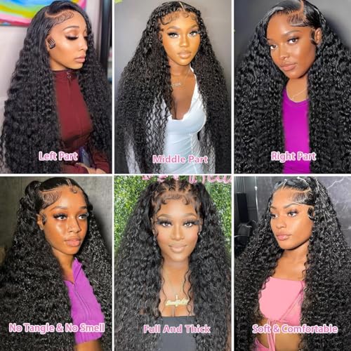 34 Inch 13x6 Lace Front Wigs Human Hair Water Wave Hd Lace Frontal Wigs Human Hair Wet And Wavy Pre Plucked With Baby Hair 200 Density Water Wave Glueless Frontal Wigs For Women Natural Color
