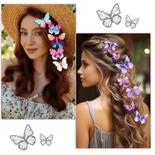 20Pcs Butterfly Hair Clips Moving Rainbow Glitter Clips Fairy Accessories for Women Hair Accessories for Teens Colorful Hair Clips