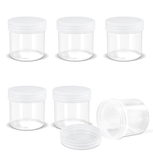 ASEVAT 6 Pack Airtight Plastic Jars, Leak-Proof Travel Size Jar | Refillable Cosmetic Containers for Creams, Lotions, TSA-Approved Clear Jars with Secure Lids (clear)