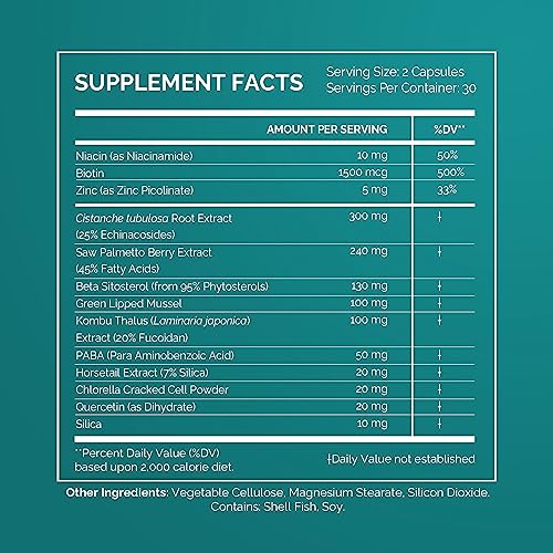IVL - SeaNu Hair Vitamins Supplements - Hair Strength, Strand Thickness, Hair Growth - with Biotin, Vitamin B3, Zinc, Saw Palmetto Berry Extract, Green Lipped Mussel - (6 Pack)