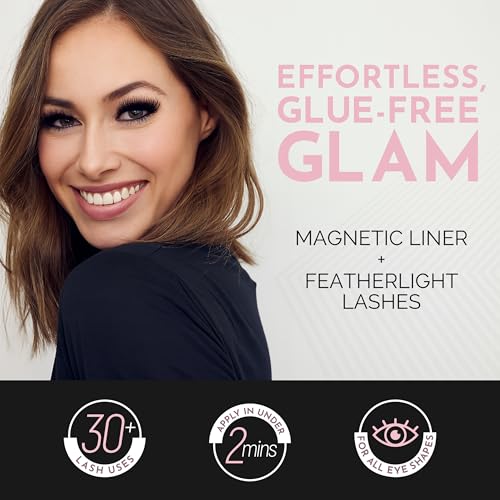 Luxillia Magnetic Eyelashes Kit ? 10 Piece Magnetic Eyelash & Eyeliner Set with Applicator ? Natural Look Easy Apply Reusable Fake Extension Lashes, No Glue ? Pesta?as Postizas Magn?ticas Naturales