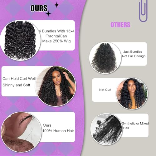 Water Wave Human Hair Bundles 30 Inch 12A Double Weft Wet and Wavy Bundles Human Hair Raw Bundles Human Hair Quick Weave Hair Bundles Natural Black