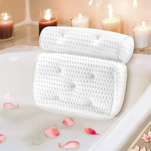 Hdirect Upgraded 4D Air Mesh Luxury Bathtub Pillow for Neck Headrest Bath Cushion Spa Tub Pillow with 7 Big Suction Cups