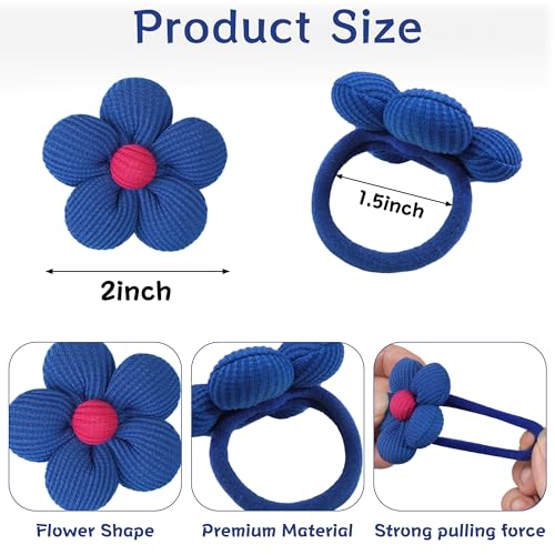 C?LLOT 10PCS Flower Hair Ties,4cm in Diameter Seamless Nylon Bands, Normal Ponytail Holders for Girls,Teens and Women