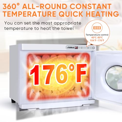 ROMECH 23L Hot Towel Warmer Cabinet, Professional Towel Heater with LED Temperature Display Setting, Extra Large Capacity Towel Warmers for Spa Massage Salon Home (White, 23L)