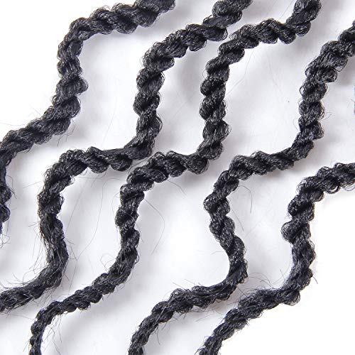 14Inch Wavy Senegalese Twist Crochet Hair Braids Wavy Ends Synthetic Hair Extension Curly Crochet Twist Braiding Hair (8Packs,#1B)