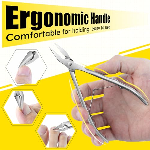 Ingrown Toenail Clippers Straight Blade Toe Nail Clippers for Thick Nails for Seniors, Stainless Steel Nail Clippers for Thick Toenails Ultra Slim 16mm Blade Podiatrist Nail Clippers (Straight Blade)