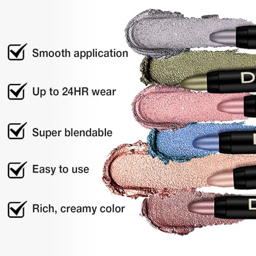 Kaely Cream Eye Shadow Sticks, Blush Pink Shimmer Eyeliner Pencil Eyeshadow Palette Makeup, Eye Highlighter Brightener Stick for Older Women Waterproof Pigmented, sombras para ojos, New-54