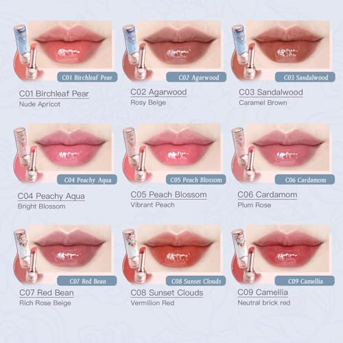 Flower Knows Butterfly Cloud Collar Glossy Lipstick,Hydrating Solid Lip Gloss,Moisturizing Pink Tinted Lip Balm,Long Lasting Lip Gloss in Balm for Girls&Women,Vegan & Cruelty-Free(C06 Cardamom)
