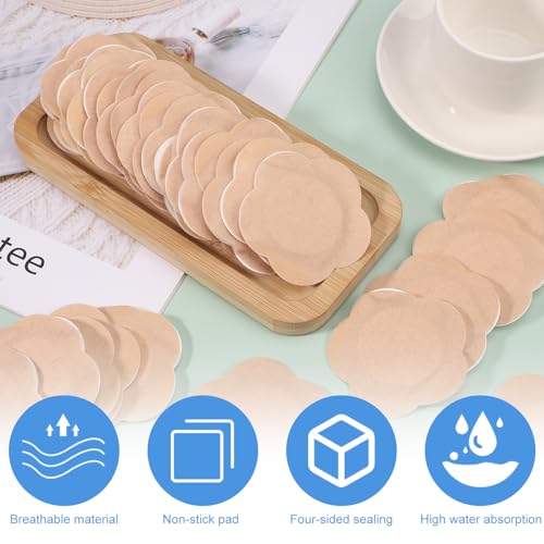 60 Pcs Plum Blossom Castor Oil Pack Wrap for Belly Button, Self-Adhesive Disposable Spunlace Cloth Castor Oil Belly Button Patch with Cotton, Oils Not Included (Skin Color)