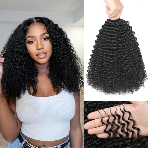 Curly Human Crochet Hair for Black Women 18 Inch Knotless Crochet Human Hair Pre-Separated Crochet Braiding Human Hair Extensions 100 Strands Natural Black 125g