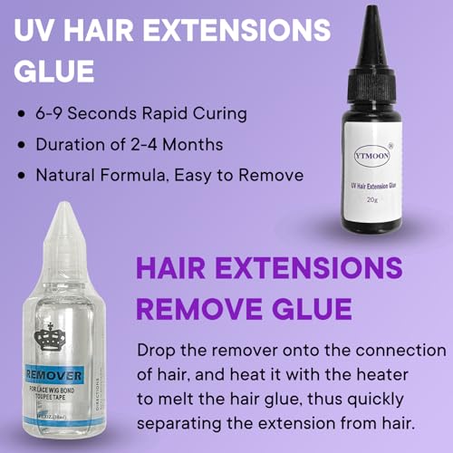 Upgraded V Light Hair Extension Kit UV LED Hair Lamp Machine, Faster Wig Hair Extensions Glue Curing UV Dryer Gel Light, Rechargeable Hair Extension V Lights for Home Salon Hairdressing