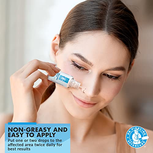 Dr. Piercing Aftercare Keloid Drops ? Non-Greasy Saline Solution for Keloid Bump Removal for Piercings - May Reduce Appearance of Nose Piercing Bump, Nose Ear Lip Belly (15 mL)