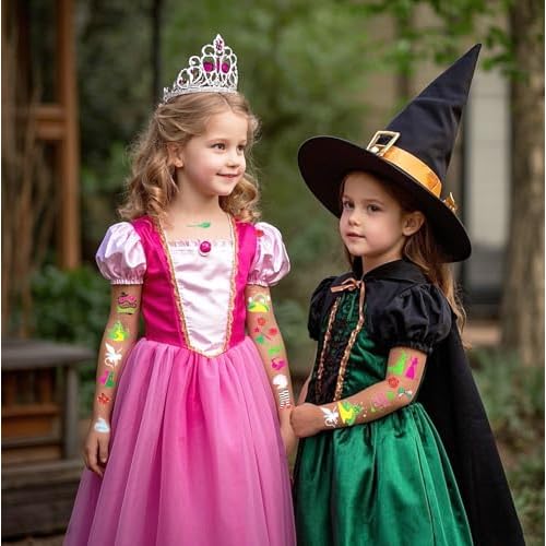Witch Merch Temporary Tattoos - 73Pcs Tattoos Stickers for Witch Birthday Party Decorations, Wizard Gifts Party favors & Musical DIY Activity Supplies (Glitter)