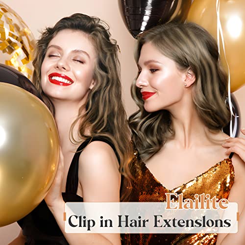 Elailite Clip in Human Hair Extensions, 125g 22 Inch 7pcs #1B Natural Black 100 Real Human Hair, Double Weft Handmade Soft Natural Straight Brazilian Virgin Remy Human Hair for Women