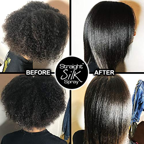 Straight Silk Spray with Moroccan Argan Oil | Hair Straightening Protector & Detangler | Alcohol-Free | Heat Protectant up to 450¡ÆF | Flat-Iron | Blow-Dry | Unscented | Hair Spray | MADE IN USA (64oz)