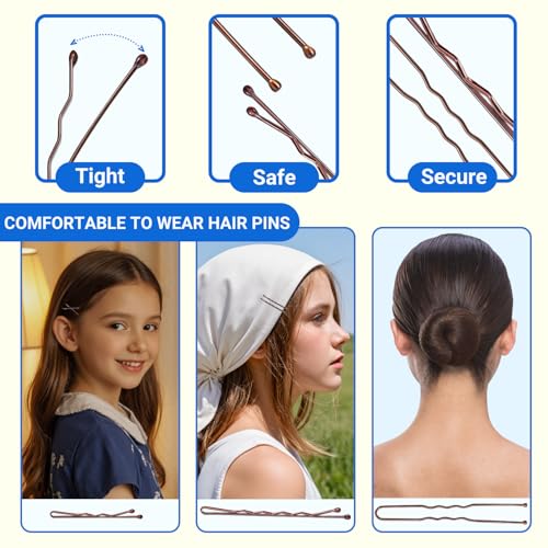 TsMADDTs Bobby Pins and Hair Nets Set, Hair Accessories for Women with Invisible Nets for Ballet Bun(11.81&19.86IN), U Pins for Dance(1.37&2.36IN), Elastic Bands, Clear Rubber Bands