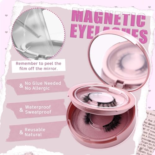 FADLASH 2 Pair Magnetic Eyelashes with Applicator Reusable Magnetic Lashes Wispy Lashes No Glue Needed False Eyelash Natural Look (A02)
