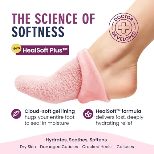 Dr. Frederick¡¯s Original Moisturizing Gel Socks for Men & Women ? Dry Feet & Cracked Heel Treatment ? Full Foot Gel Lining with Mango Butter, Shea Butter, Jojoba & Coconut Oil ? Plush Pink