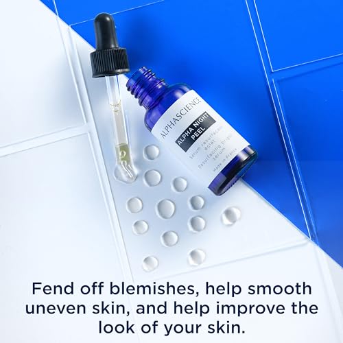 ALPHASCIENCE Alpha Night Peel ? Unifying, Resurfacing Serum - Helps Smooth Uneven Skin - for Oily & Acne Prone Skin and Fine Lines and Wrinkles - 30 ml / 1 fl. oz.