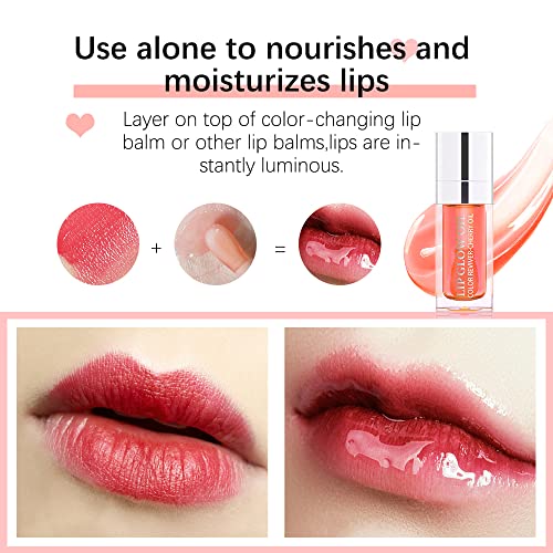 Rosewood Hydrating Lip Glow Oil, Moisturizing Gloss, Plumping Oil, Non-Sticky Long Lasting Gloss, Transparent Tinted, Reduces Lip Lines