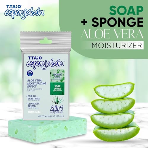 T.Taio Esponjabon Soap Sponge Variety Pack - Shower Scrubber - Bathroom Accessories - Mother of Pearl, Aloe Vera, Lavender, Charcoal, Cucumber-Melon, Oatmeal, Coffee, Pore-Cleansing (8 Pack)