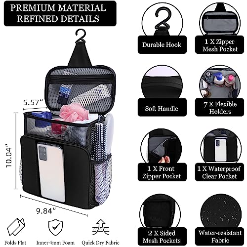 Mesh Shower Caddy,Portable HangingTravel Toiletry Bag Dorm Room Essentials for College Students Girls,Large Makeup Organizer for Full-Sized Toiletries,Travel Essentials for Women Girls Camping Beach