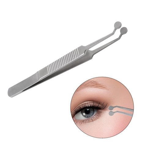 Meibomian Gland Expressor Forceps, Eyelid Gland Blockage Unblocking Physiotherapy Tools, Stainless Steel Eyelid Massage Tweezers-Round Tip for Men Women(Silver)