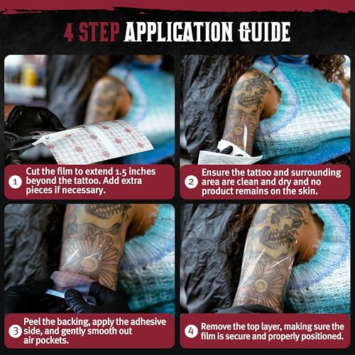 Hustle Butter Second Skin Tattoo Wrap - 9.8 Inches x 2.2 Yards - Transparent Adhesive Roll - Easy Removal, Mess-Free Body Art Wrap - Breathable & Latex-Free - for Medium Tattoo Aftercare