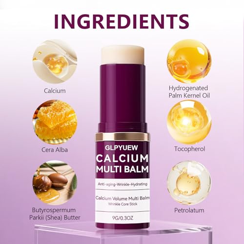 Cemenrete Calcium Multi Balm, Korean Collagen Moisturing Stick,Calcium Volume Multi Balm, Wrinkle Core Stick, cemenrete calcium multi balm anti-aging, sagging, wrinkles (Pack of 2)