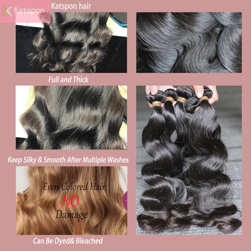 12A Human Hair Bundles 20 22 24 26 Inch Body Wave 100% Unprocessed Brazilian Virgin Hair 4 Bundles Human Hair Extensions Quick Weave Natural Black
