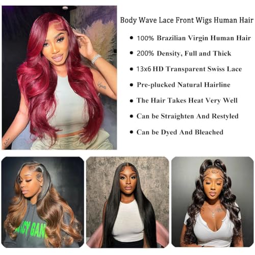 Body Wave Lace Front Wigs Human Hair 13x6 HD Lace Front Wig Human Hair Pre Plucked Glueless Wigs for Women (13x6 Body Wave, 32 inch)