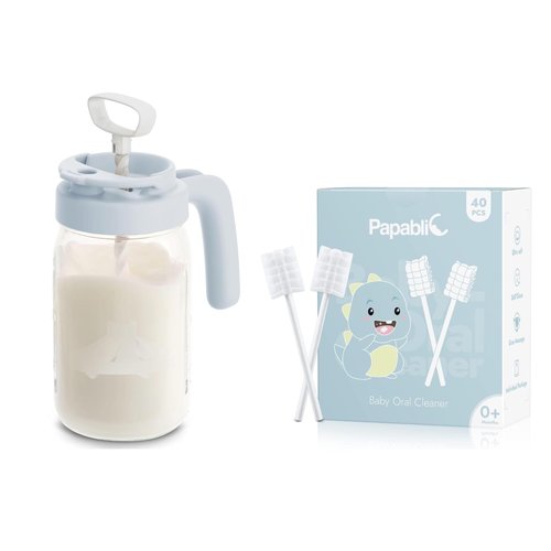 Papablic Baby Tongue Cleaner and Glass Breastmilk Pitcher