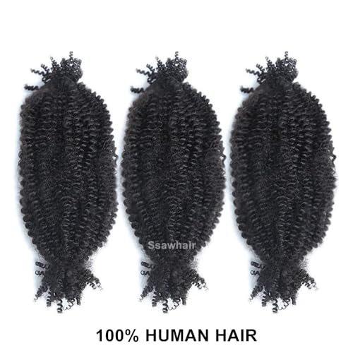 Afro Kinky Curly Human Hair Bulk Springy Twist Hair Extensions For Twist Braiding Locs Hair Pre-Separated Springy Afro Twist Human Hair Extensions 20 Inch 200g