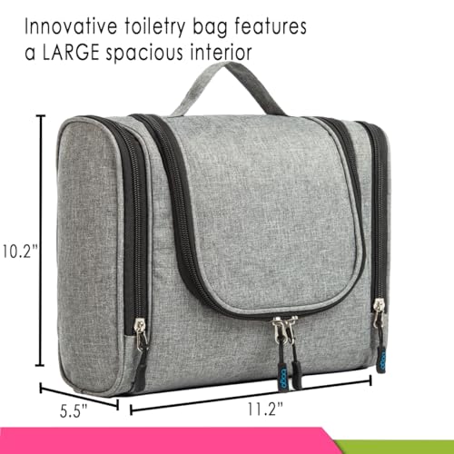 Bago Travel Toiletry Bag for Women and Men X-Large Waterproof Hanging Large Toiletry Bag for Bathroom and Travel Bag for Toiletries Organizer -Travel Makeup Bag (SnowGray)