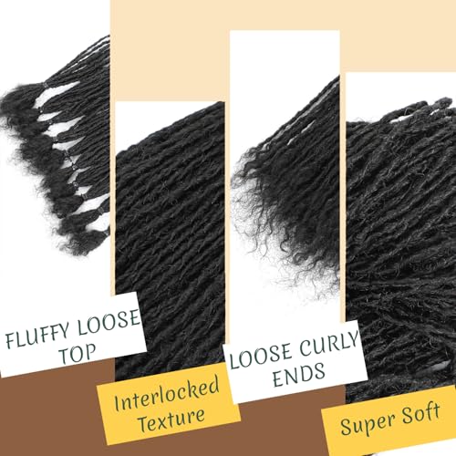 8-12 Inch Sister locs Human Hair Handmade Interlock Locs Curly Tips Sister Locs Real Human Hair Microlocs Extensions Permanent Dreadlock Extensions Natural Soft Looking (0.2cm,10 Inch-100 Strands)