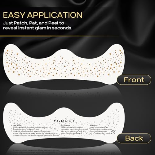 Glitter Freckles Face Tattoo - Sparkle Makeup Patches, Gold Face Glitter Speckles, 4pcs