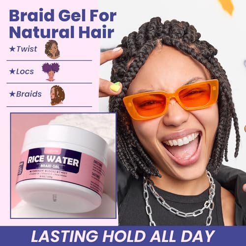 Braiding Gel Extra Hold 8.1 Oz - Great For Braids,Twist, Locs & Smooth Edges - Braid Gel Extreme Hold Adds High Shine,Edge Control,No White Residue,Braiding Hair Gel 230g