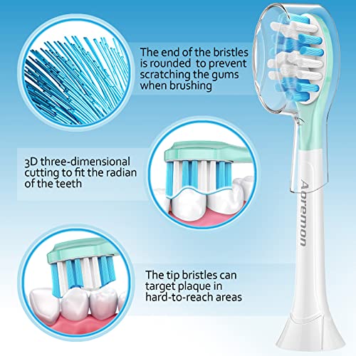 Aoremon Replacement Toothbrush Heads for Philips Sonicare C3 Premium Plaque Control HX9044/65 G3 Gum Care HX9054/65 W3 4100 5100 6100 7500 C1 C2 Flexcare Diamondclean HealthyWhite, 6 Count, White