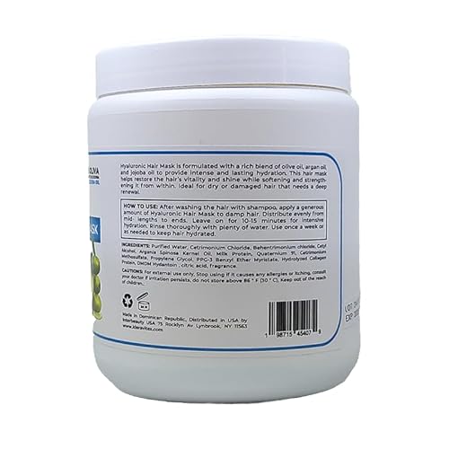Hyaluronic Hair Mask Formulated With a Rich Blend of Olive Oil and Jojoba Oil to Provide Intense and Lasting Hydration for Dry or Damaged Hair, Restore Vitality and Shine (36 OZ)