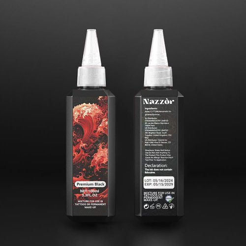 Nazzor Tattoo Ink Premium Black Tattoo Ink Perfect for Shading and Lining Smooth Consistent Pigment Tattoo Color for Beginners Premium Black
