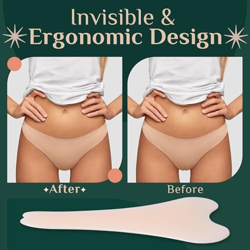 Invisible Silicone Pads for Women ? Reusable Seamless Inserts | Smooth Front Guard for Leggings, Swimwear & Activewear (3 Pack) Beige