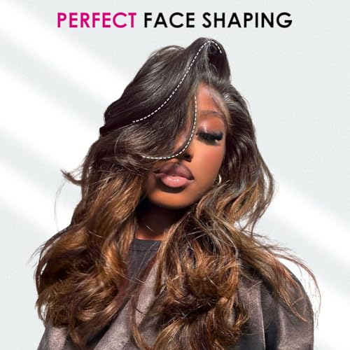 Pizazz 8x5 C part T1b/4 Balayage Glueless Wig Human Hair Pre Plucked Pre Bleached Pre Cut Ready to Go Body Wave Ombre 220 Density Lace Front Wigs Human Hair With Small Knots (T1B/4 Color, 18 Inch)