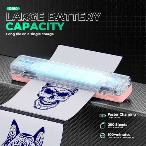 Nelko Tattoo Stencil Printer, D810 Wireless Thermal Tattoo Printer with 10pcs Tattoo Transfer Papers, Portable Tattoo Machine for Artist & Beginners, Compatible with Phones, Tablets & PC, Pink