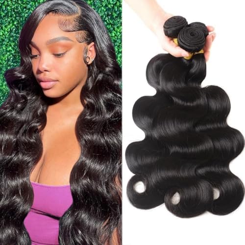 Human Hair Bundles 12A Body Wave Bundles Human Hair Unprocessed Brazilian Virgin 3 Bundle Weave Extensions Natural Black Color 20 22 24 Inch Bundles