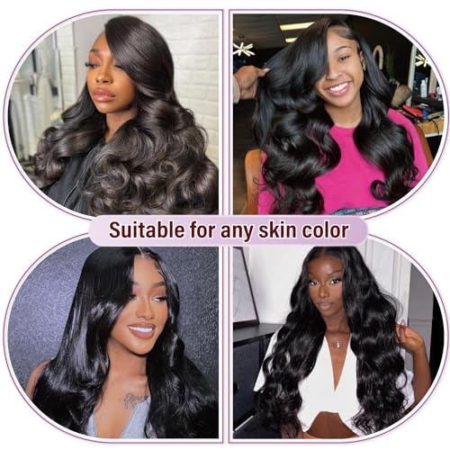 13x6 HD Body Wave Lace Front Wigs Human Hair Pre Plucked HD Transparent Frontal Wigs Human hair for Women 180% Density Brazilian Virgin Wigs Bleached Knots with Baby Hair 28inch